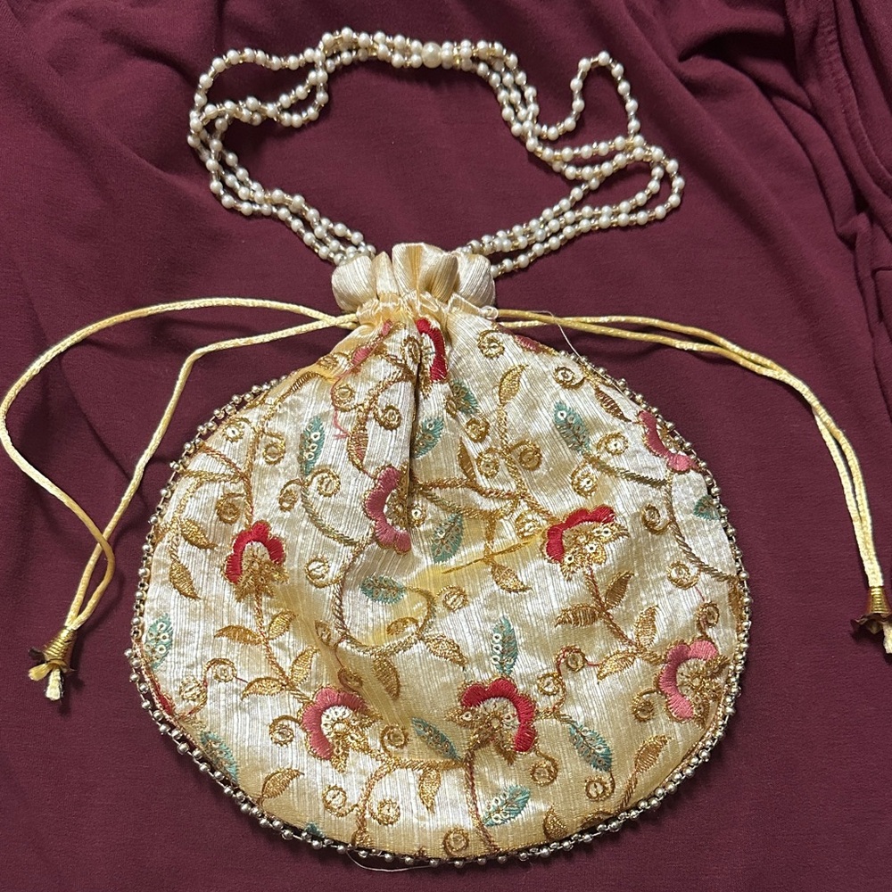 Embroidered and beaded evening bag